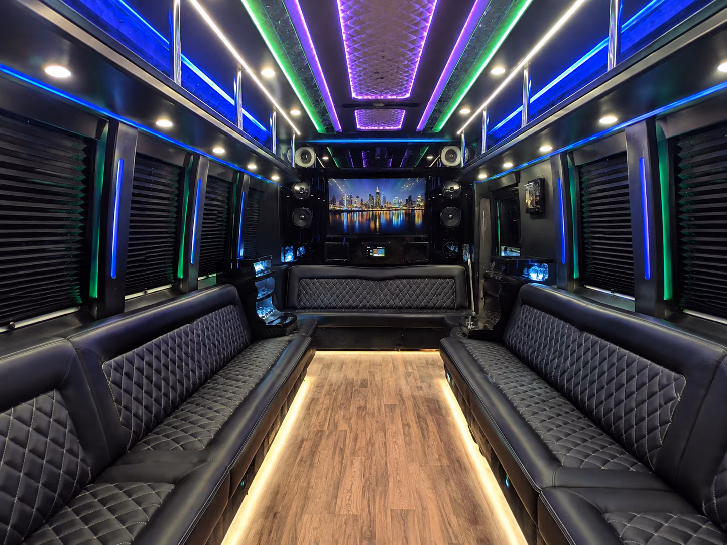 kennewick 25 passenger party bus interior